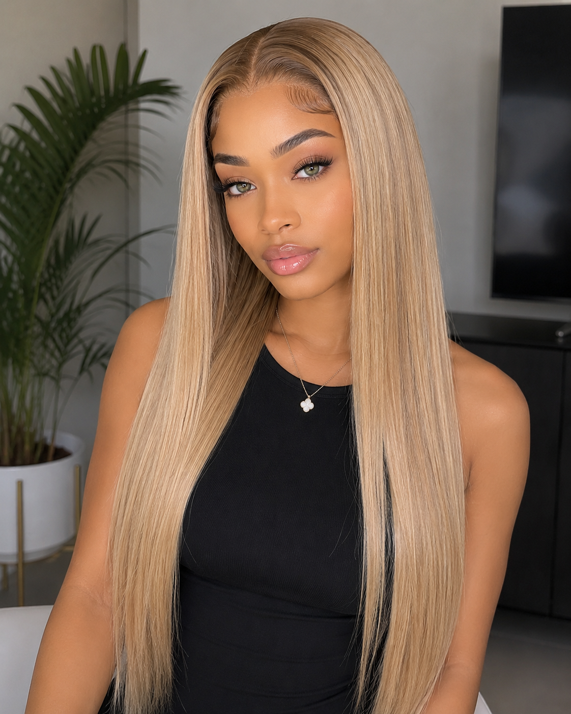 Blonde Lace Front Wig - human blend