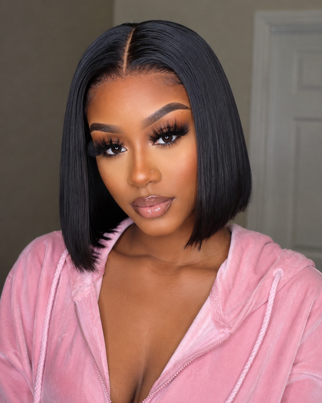 Bresilienne 10"Brazilian Hair Glueless Frontal Lace Short Straight Bob Wig