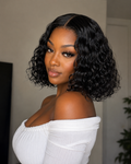 10 Inch Brazilian Deep Wave Curly Bob Wig 4x4 Glueless Lace Closure Wigs